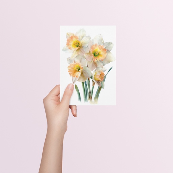 Watercolor Daffodils Flowers Wall Art Illustration Print Poster Unframed - Picture 4 of 6